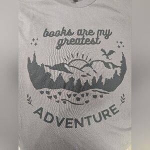 Grey "Books Are My Greatest Adventure" Bella Canvas T-Shirt